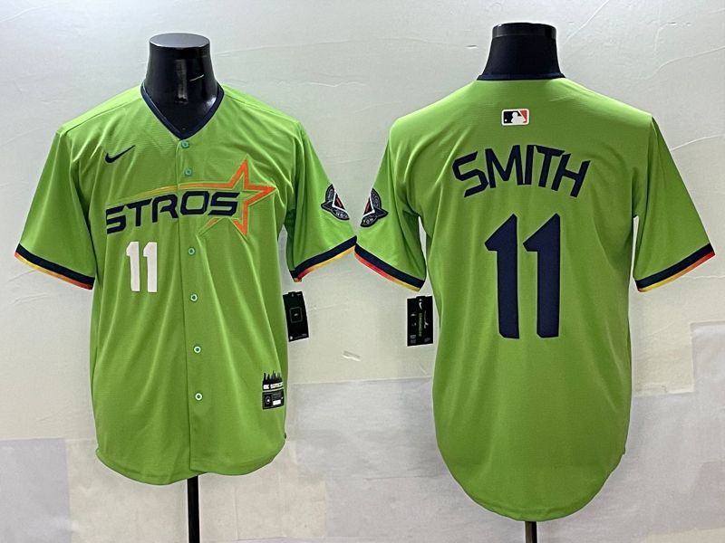 Men Houston Astros #11 Smith Green three generations Joint Name 2025 Nike MLB Jersey style 2